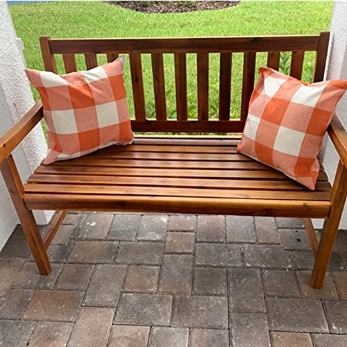 VAKADO Fall Outdoor Decor Throw Pillow Covers 18x18 Set of 2 Orange Buffalo Plaid Thanksgiving Front Porch Farmhouse Rustic Cushion Autumn Home Decorations for Couch Sofa Living Room - Image 3