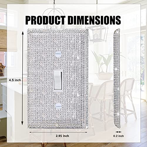 Gaocai 10 Pcs Silver Shiny Silver Rhinestones Wall Plate 1 Gang Toggle Light Switch Cover Decorative Durable Switch Covers Light Covers For Light Switch Single Gang Wall Plate - Image 3