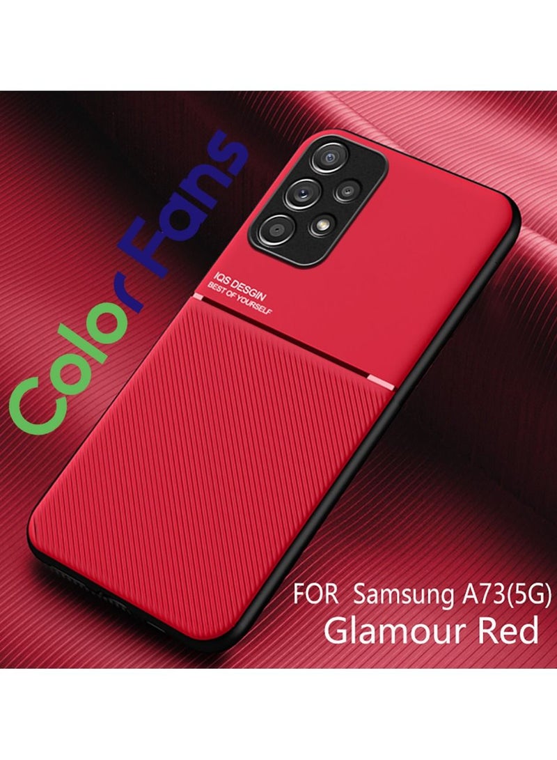 Color Fans Shockproof Rubber Cover For Samsung Galaxy A73 5G Magnetic Case Glamour Red