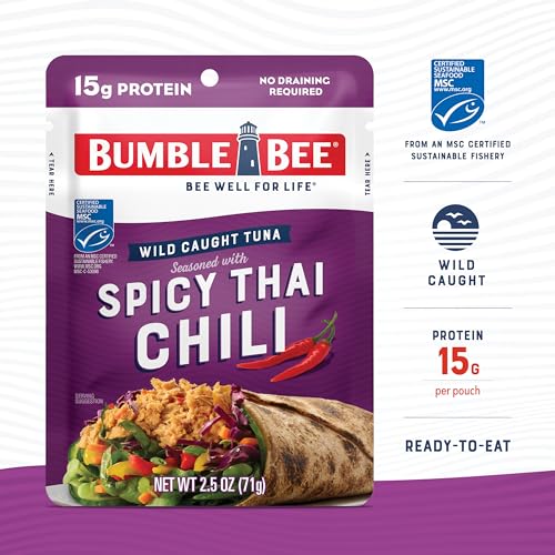 Bumble Bee Spicy Thai Chili Seasoned Tuna Pouch  Wild Caught and Ready to Eat for Snack Salad Korean Tuna Bowl  15g Protein per Serving  PERFECT PORTABLE GOODNESS  25 oz Packet Pack of 12 - Image 5