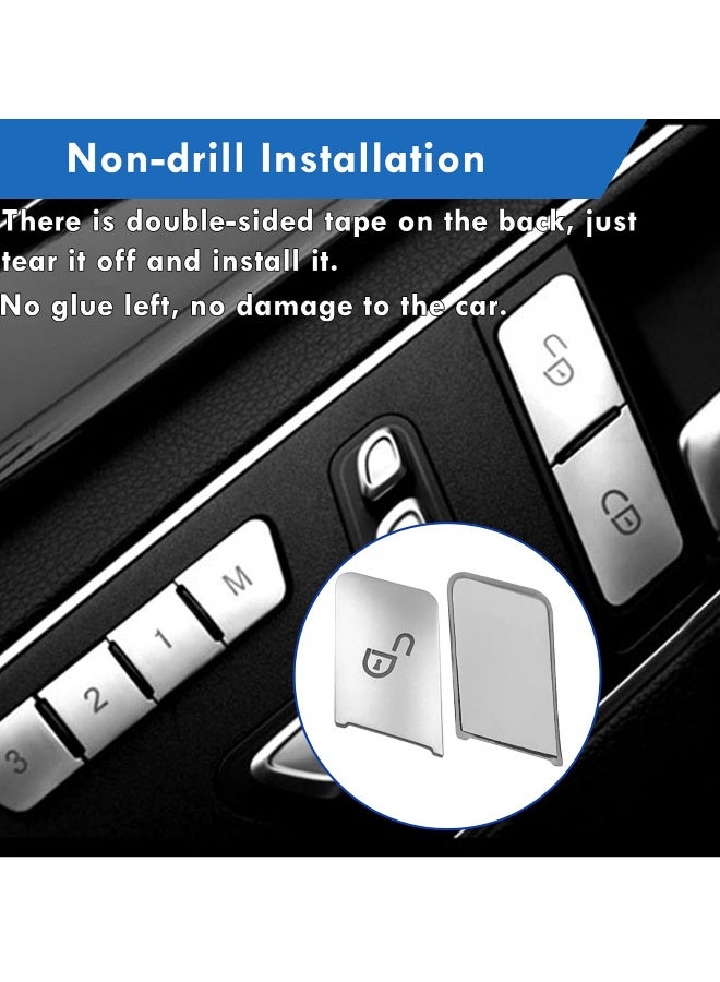 Generic W204 Chrome Lock Unlock Button Stickers Seat Memory Door Switch Trim Cover Interior Decoration for Mercedes Benz GLK ML GL A B C E C117 GLA CLA CLS W218 X156 GLE GL GLS - Image 2