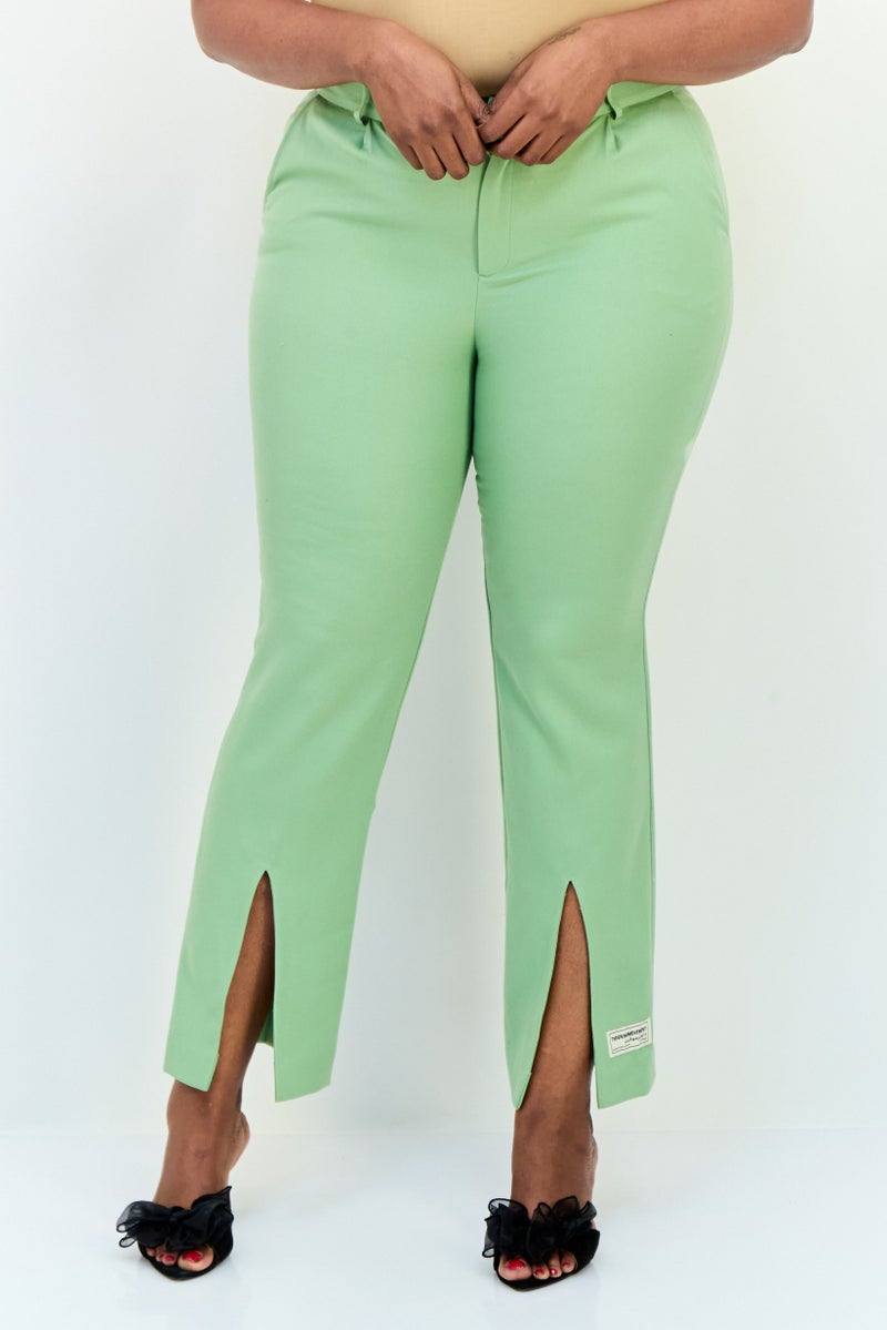 The Giving Movement Women Regular Fit Solid Flare Pants, Sage Green - Image 1