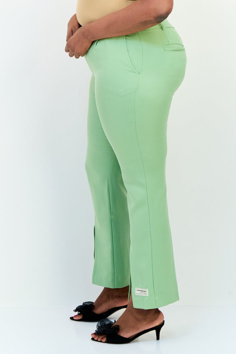 The Giving Movement Women Regular Fit Solid Flare Pants, Sage Green - Image 2