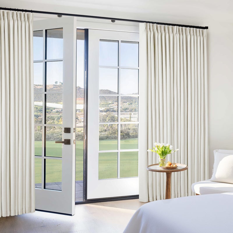 TWODRAPES Extra Wide 60 Inch Width Blackout Curtains 92 Inches Long for Bedroom Living Room Darkening Linen Pinch Pleated Office Thermal Insulated Ceiling Track Window Sliding Door Drapes Cream 60x92 1 Panel - Image 1