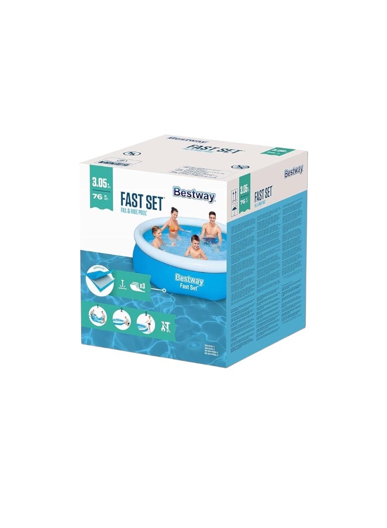 Bestway Fast Set Inflatable Pool With Water Filter - Easy to Set Up and Perfect for Summer, 10ft x 30in (3.05m x 76cm) - Image 3