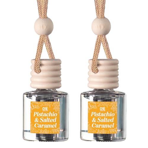 CE CRAFT CANDECraftCo Car Air Hanging Fragrance Oil, Car Auto Freshener for Essential Oils, Scents Fragrance Aromatherapy Automobile Diffuser, Long Lasting (Pistachio & Salted Caramel) - Image 1