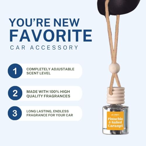 CE CRAFT CANDECraftCo Car Air Hanging Fragrance Oil, Car Auto Freshener for Essential Oils, Scents Fragrance Aromatherapy Automobile Diffuser, Long Lasting (Pistachio & Salted Caramel) - Image 3