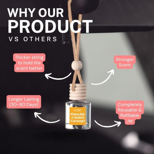 CE CRAFT CANDECraftCo Car Air Hanging Fragrance Oil, Car Auto Freshener for Essential Oils, Scents Fragrance Aromatherapy Automobile Diffuser, Long Lasting (Pistachio & Salted Caramel) - Image 4