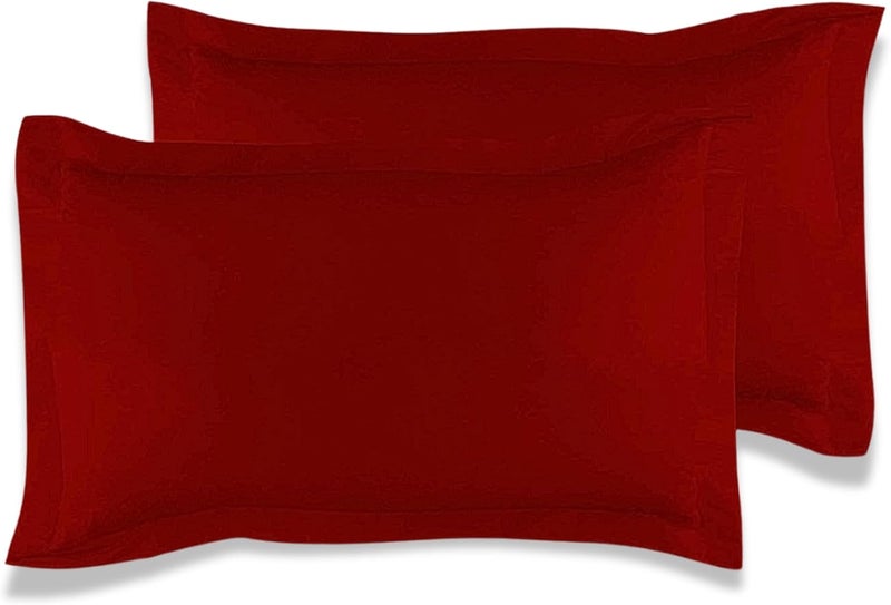 MUSA MUSA® Cotton Pillow Cover Shams - Washable Pillowcases for Sofa Cushions, Bedrooms & Dorm Decor | Hotel Quality Pillow Covers with Envelope Closure & 5cm Side Frame (2, Burgundy, 50 x 65cm) - Image 1