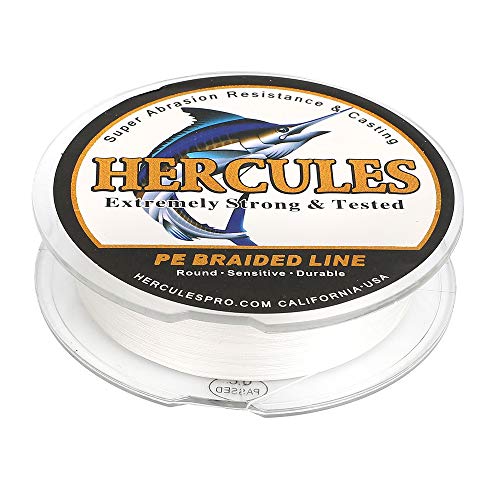 HERCULES Super Cast 100M 109 Yards Braided Fishing Line 50 LB Test for Saltwater Freshwater PE Braid Fish Lines Superline 8 Strands - White, 50LB (22.7KG), 0.37MM - Image 4