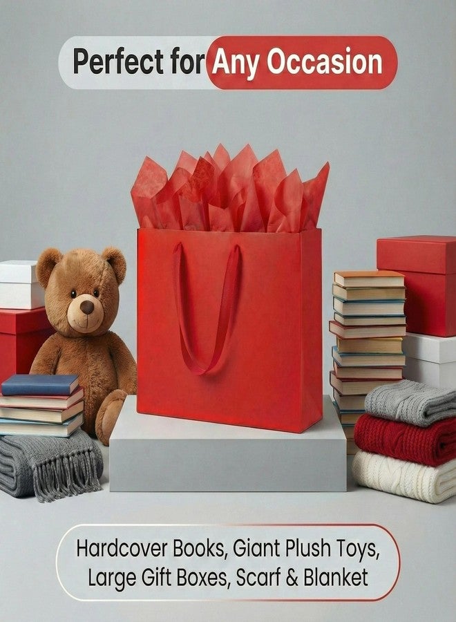 JUNESHE XL Large Red Gift Bags Set of 3, 15.7 inch Paper Bag with Handles Matching Card Envelop Sticker Tissue Paper for Party Shopping Birthday Wedding Anniversary - Image 4