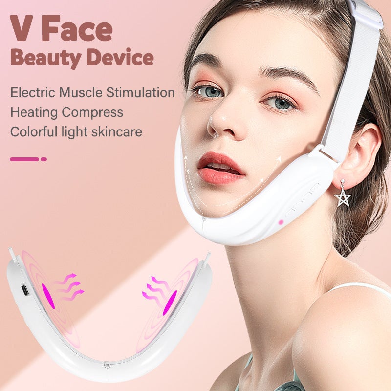 Cross-Border New Massage Home Lifting Tightening Beauty Device - V-Face Tool with Hot Compress and Double Chin Vibrator - Image 1