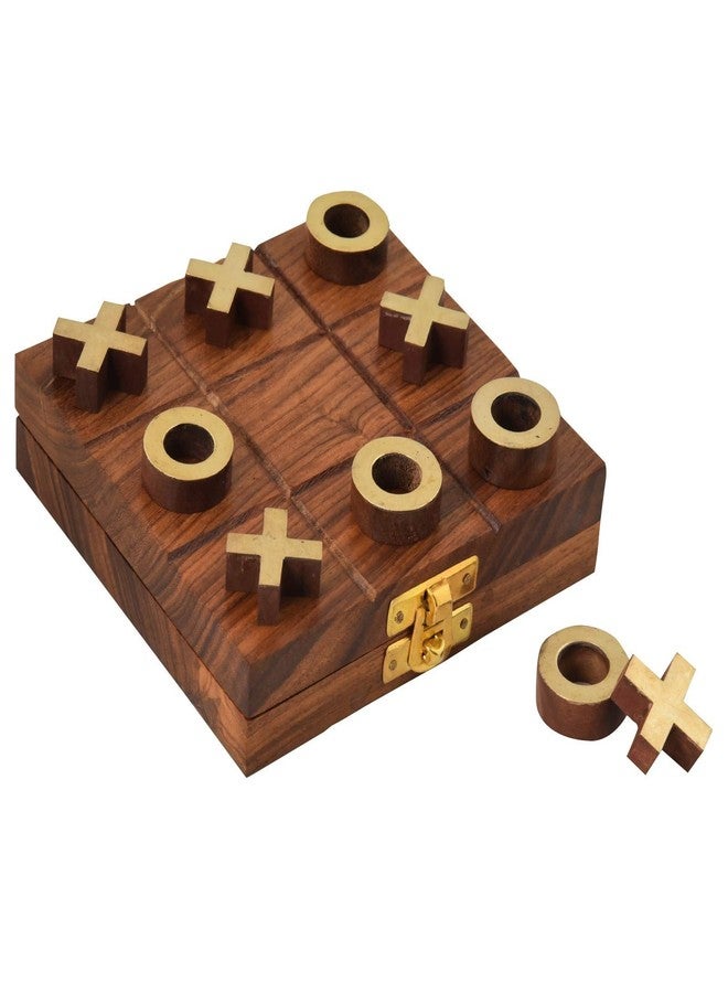 Toolart Wooden Tic Tac Toe and Solitaire Board Game, Traditional Challenging Board Game for Kids and Adults (Weight: 480 Gm) - Image 3
