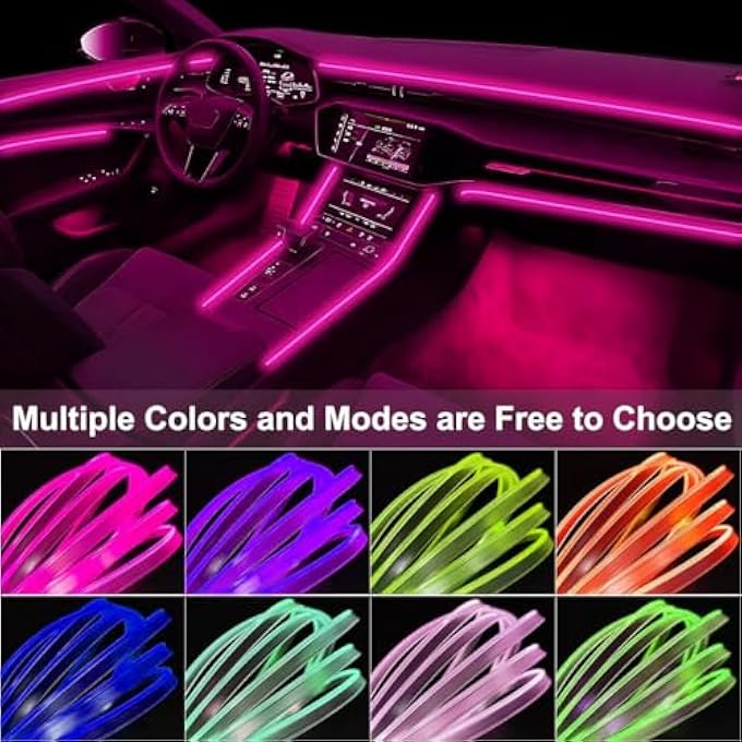 Exrp Interior Car Led Strip Lights With Wireless App And Remote Control Rgb 5 In 1 Ambient Lighting Kits With 6M Fiber Optic 16 Million Colors Car Neon Lights Sync To Music - Image 5