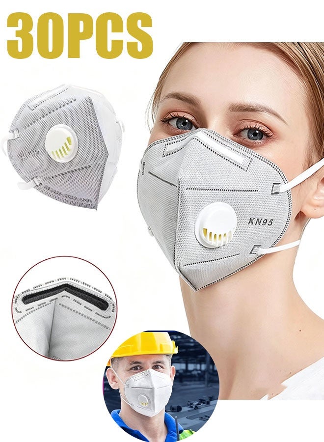 Happy D Dustproof mask, 30-pack KN95 valve mask - 8-layer protection, adjustable head strap & sponge strip for a second seal, comfortable fit (30-pack) - Image 1