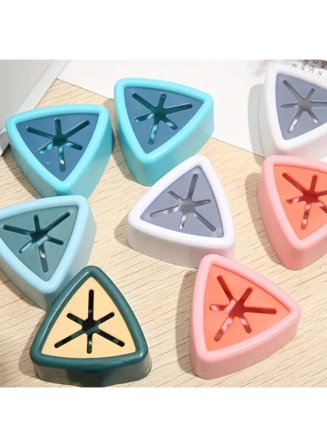 قطعتان من حامل المناشف الوردي الفاتح المثبت على الحائط بتصميم مثلث بدون حفر - Image 3