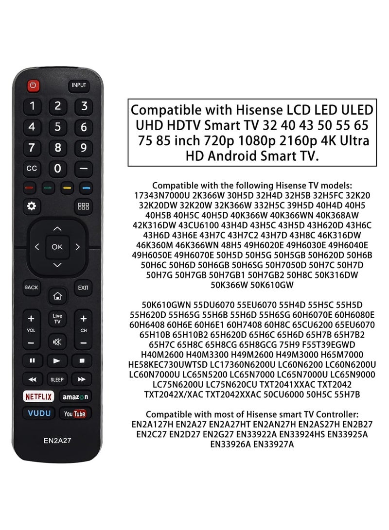 BGM EN2A27 Hisense 4K ULED HD UHD Smart TV Remote with Smart Short Keys  - Image 2