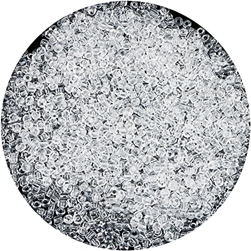 MIKIMIQI 2200pcs Glass Seed Beads Bulk 4mm 60 Pony Beads Bulk for Jewelry Making Mini Spacer Beads Loose Beads Craft Small Glass Seed Beads for DIY Bracelet Wrist Transparent