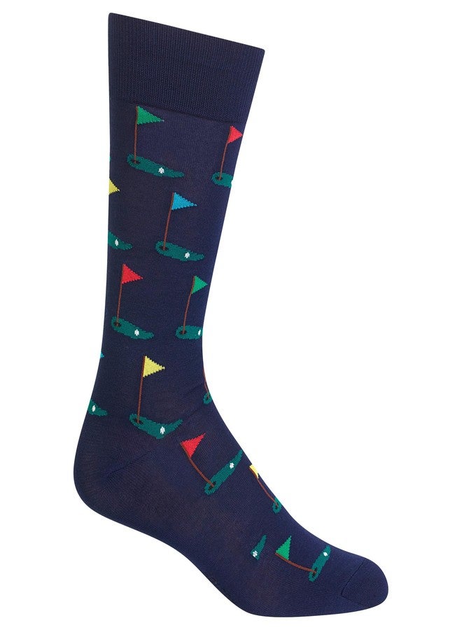 Hot Sox Men's Sports and Outdoors Series Novelty Casual Fashion Socks, Golf (Navy), Shoe Size: 10-13 - Image 1
