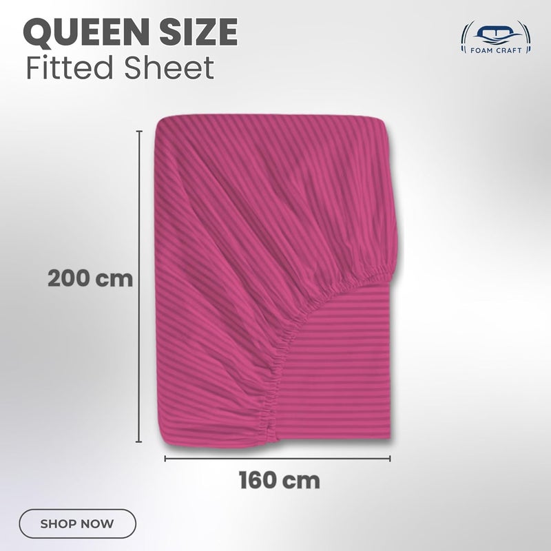 FOAM CRAFT Foamcraft® Striped Deep Pocket Fitted Sheet - Pink, Queen Size (160 x 200cm) - Image 2