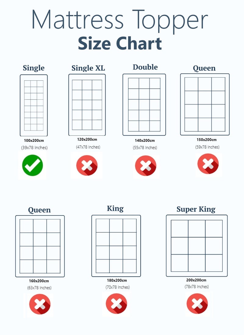 Blueberry Top Quality Box Stiched Cotton Mattress Topper With 4 Corner Elastic 10cm Thickness 100x200cm - Image 5