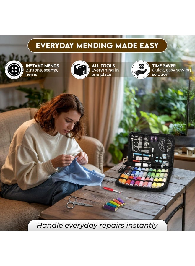 Sewing tool set, including boxes, 95 pieces of home travel and emergency sewing supplies, machines, including 22 spools, repair and sewing needles, scissors, thimbles, tape measures - Image 2