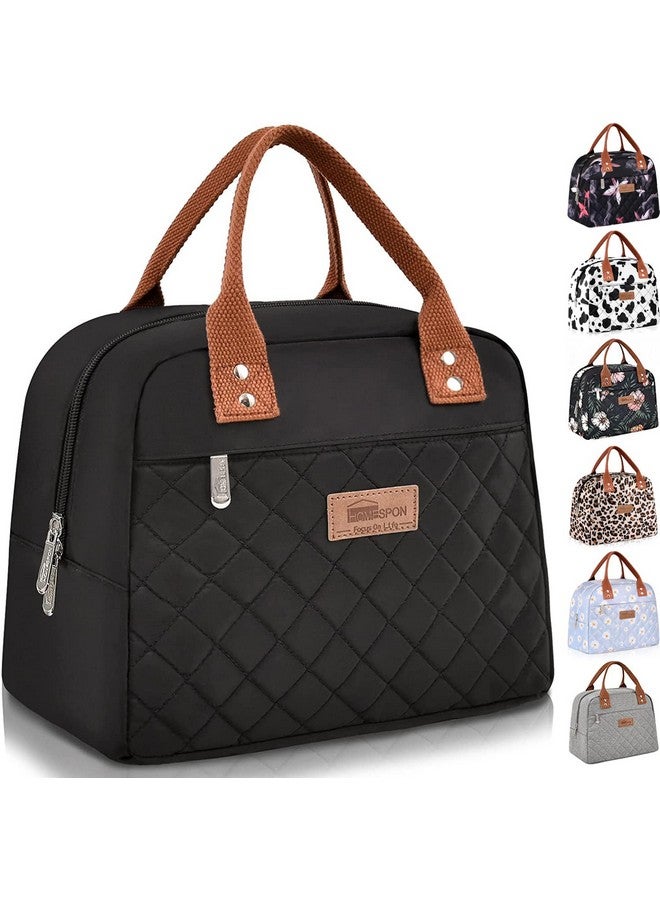 HOMESPON Insulated Lunch Bag for Women Men Adults Lunch Tote with Front Pocket Lunch Box Container Cooler Bag for Work Picnic (Black) - Image 1