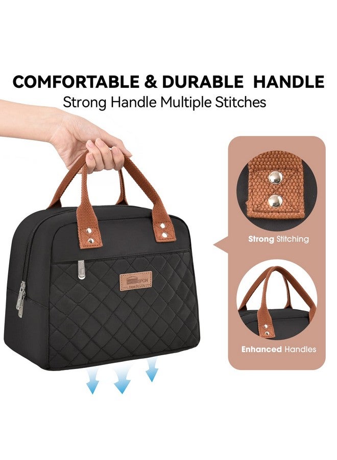 HOMESPON Insulated Lunch Bag for Women Men Adults Lunch Tote with Front Pocket Lunch Box Container Cooler Bag for Work Picnic (Black) - Image 3