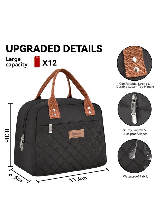 HOMESPON Insulated Lunch Bag for Women Men Adults Lunch Tote with Front Pocket Lunch Box Container Cooler Bag for Work Picnic (Black) - Image 5