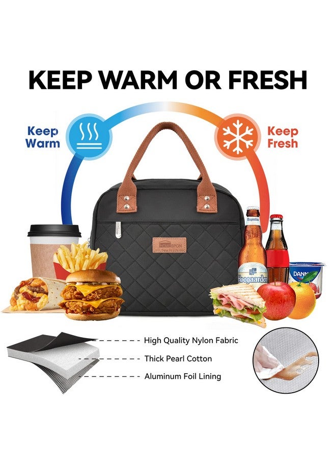HOMESPON Insulated Lunch Bag for Women Men Adults Lunch Tote with Front Pocket Lunch Box Container Cooler Bag for Work Picnic (Black) - Image 4