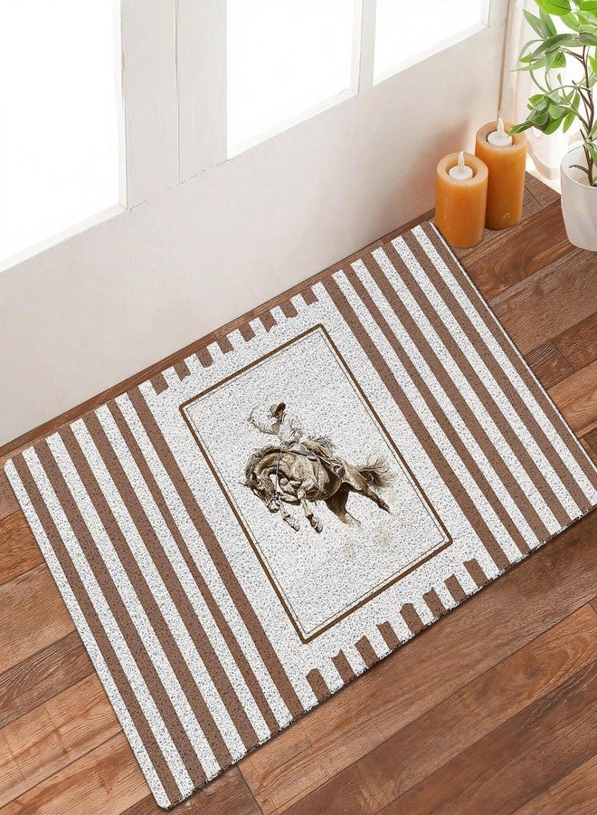 KBRCT Vintage Western Door Mat Outdoor Indoor Entrance Entryway, Rustic Brown Striped Cowboy Doormat Inside Outside, Southwestern Farmhouse Welcome Mats for Front Door, 17x30 Inch - Image 1