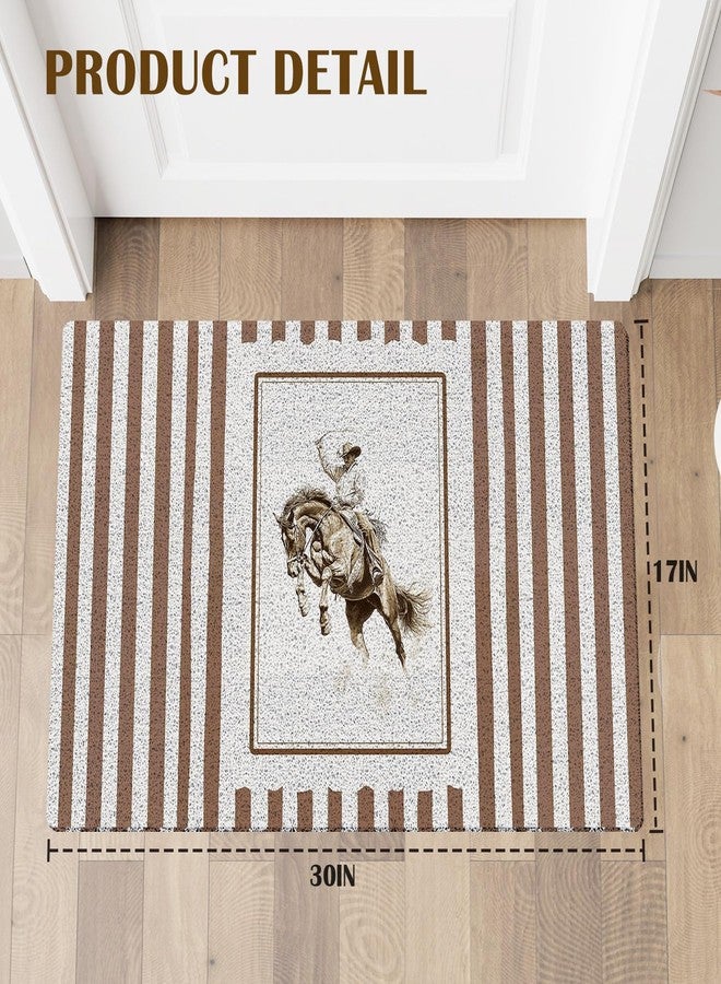 KBRCT Vintage Western Door Mat Outdoor Indoor Entrance Entryway, Rustic Brown Striped Cowboy Doormat Inside Outside, Southwestern Farmhouse Welcome Mats for Front Door, 17x30 Inch - Image 2
