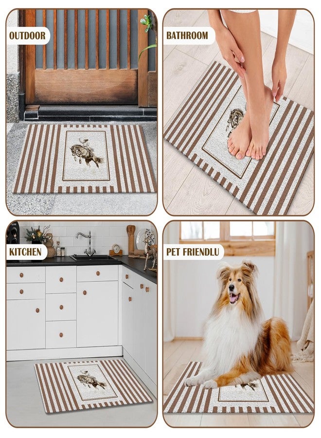 KBRCT Vintage Western Door Mat Outdoor Indoor Entrance Entryway, Rustic Brown Striped Cowboy Doormat Inside Outside, Southwestern Farmhouse Welcome Mats for Front Door, 17x30 Inch - Image 5
