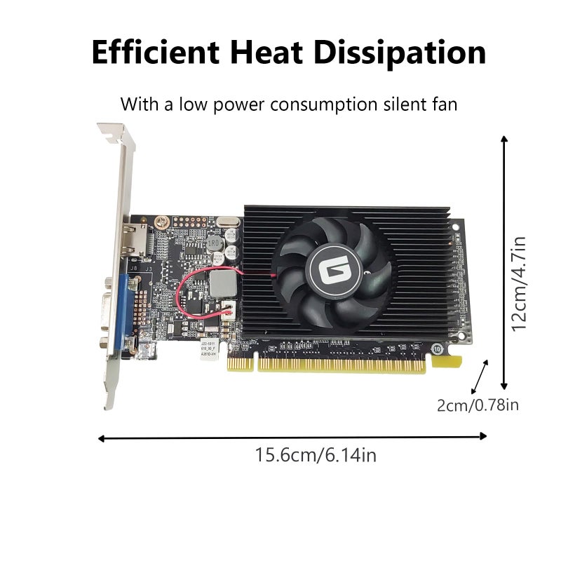 Glorto GeForce GT 610 2G DDR3 Low Profile Graphics Card, PCI Express 1.1 x16, HDMI/VGA, Entry Level GPU for PC, SFF and HTPC, Compatible with Win11 - Image 3