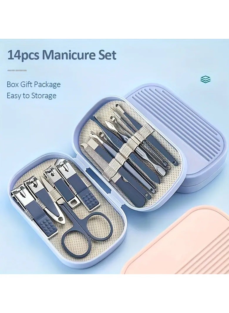VIUAUAX 14pcs Professional Pedicure and Manicure Tool Kit, Nail Clipper Cutter Set,Stainless Steel Manicure And Pedicure Tools, Featuring Modern Style Concave Edge Nail Clippers And Grooming Tools, Including A Portable Storage Box - A Unisex Odorless Nail Care Kit  - Image 2