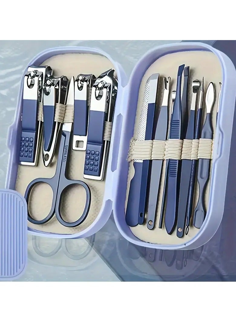 VIUAUAX 14pcs Professional Pedicure and Manicure Tool Kit, Nail Clipper Cutter Set,Stainless Steel Manicure And Pedicure Tools, Featuring Modern Style Concave Edge Nail Clippers And Grooming Tools, Including A Portable Storage Box - A Unisex Odorless Nail Care Kit  - Image 3