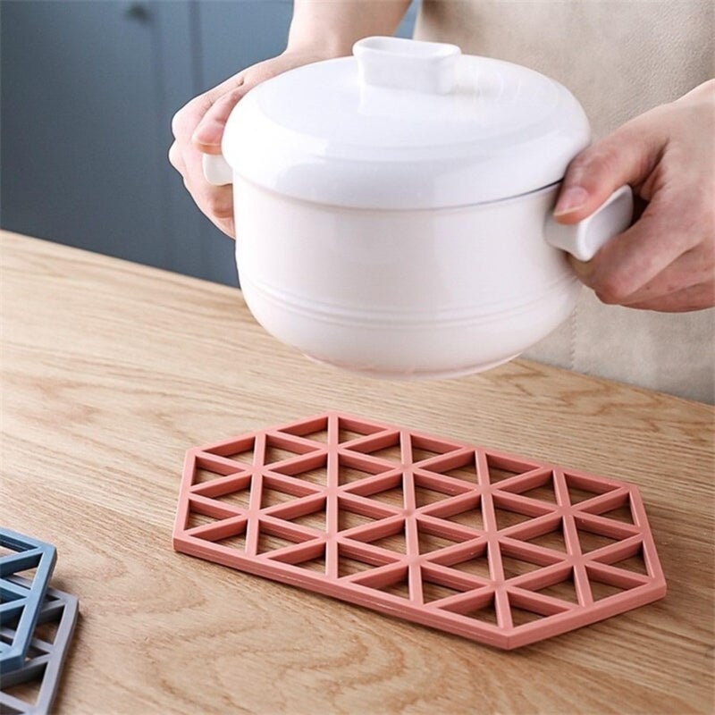 BENCI Large Hexagon Silicone Coasters Set 6.3” & 9.5” Silicone Trivet Mats Kitchen Hot Pads Pot/Pan mat, Big Coasters for Drinks, for Outdoor Table, Hot Dishes, Countertop (Blue Set of 3) - Image 4