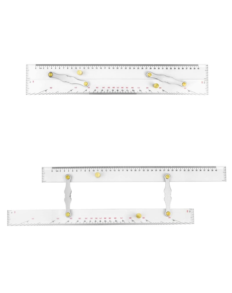 QWORK Marine Parallel Ruler with Clear Scales, Mapping Points to Pull Parallel Ruler 450MM, Nautical Charts Parallel Ruler for Boat - Image 3