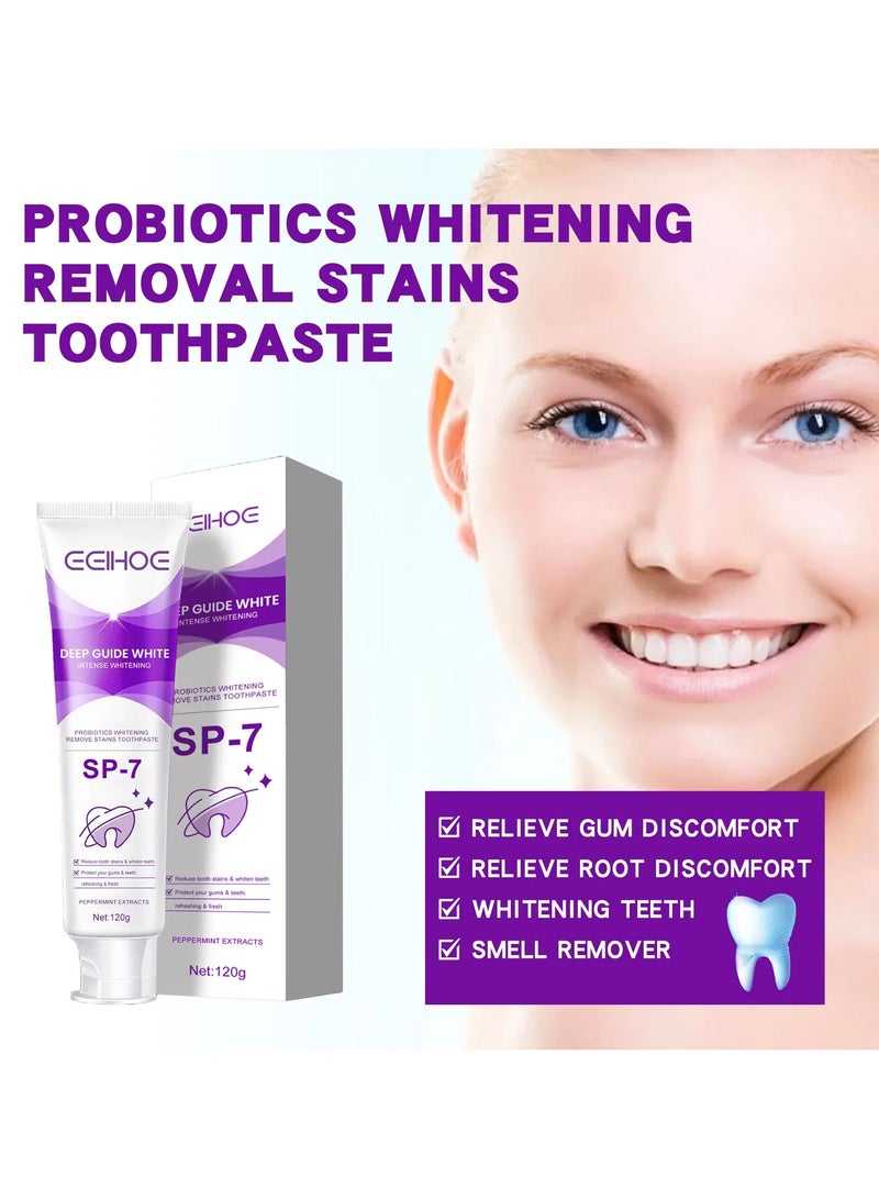 EELHOE Probiotic Toothpaste Stain Remover, Remove Melanin Pigment, Fresh Breath, Oral Teeth Cleaning, Teeth Whitening, Teeth Whitening, - Image 4