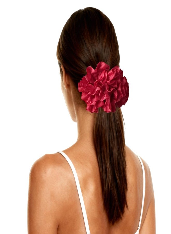 PIDOUDOU 3 Piece Ruffle Scrunchie, Double-layer Scrunchies Hair Ties Hair Bow for Women and Girls Hair Accessories (Red Pink Purple) - Image 3