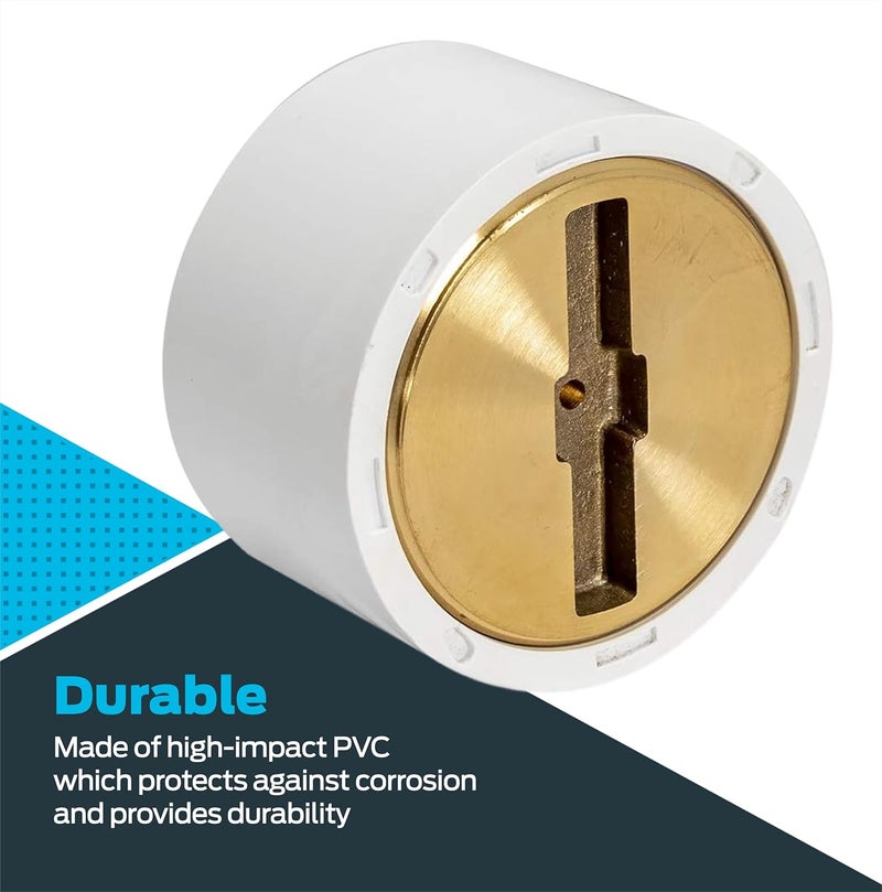 EZFLO 3 x 4 Inch PVC Cleanout with Brass Plug for Tubular Drain Applications, White, 15336 - Image 4