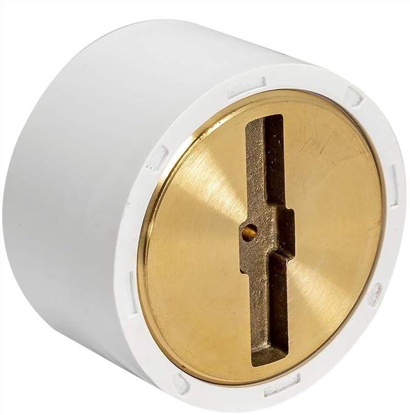 EZFLO 3 x 4 Inch PVC Cleanout with Brass Plug for Tubular Drain Applications, White, 15336 - Image 1