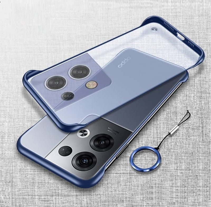 REALCASE Oppo Reno 8 Pro 5G Back Cover Case | Stylish Frameless Matte Hard Back Skin | Soft TPU Shock Proof Bumper Back Cover for Oppo Reno 8 Pro 5G (Blue) - Image 1