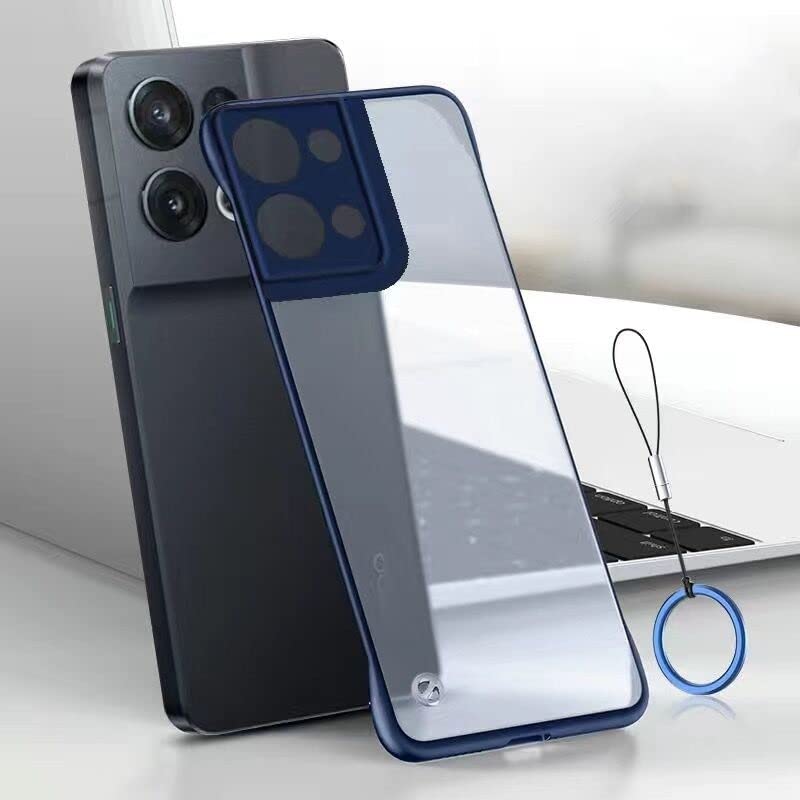 REALCASE Oppo Reno 8 Pro 5G Back Cover Case | Stylish Frameless Matte Hard Back Skin | Soft TPU Shock Proof Bumper Back Cover for Oppo Reno 8 Pro 5G (Blue) - Image 4
