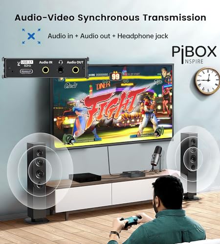 PiBox India 4K HDMI جهاز التقاط الفيديو PRO للبث المباشر، Full HD 1080P 60FPS، 4K USB3.0 HDMI إلى USBC، ميكروفون، مدخل ومخرج صوت، 1080P60 للبث المباشر للألعاب - Image 5