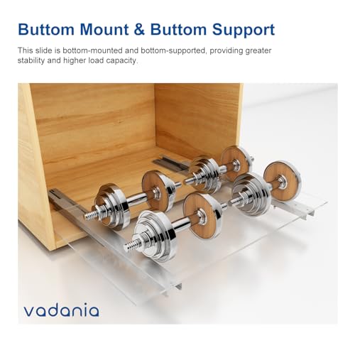 VADANIA 14" Undermount Drawer Slide, Soft Close, Bottom Mounted & Bottom Support, 88 lb Load Capacity, 3-Fold Full Extension, Invisible Drawer Slies,1 Pair(2-Pack) - Image 3