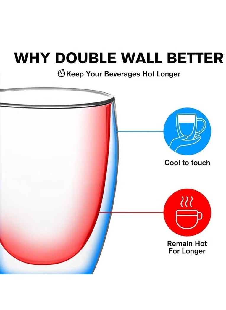 Beauenty Double Wall Glass Coffee Mugs with Handle Insulated Glass Clear Espresso Cups Heat-resistant Double-layer Milk Mugs Tea Cup  1pcs  - Image 3