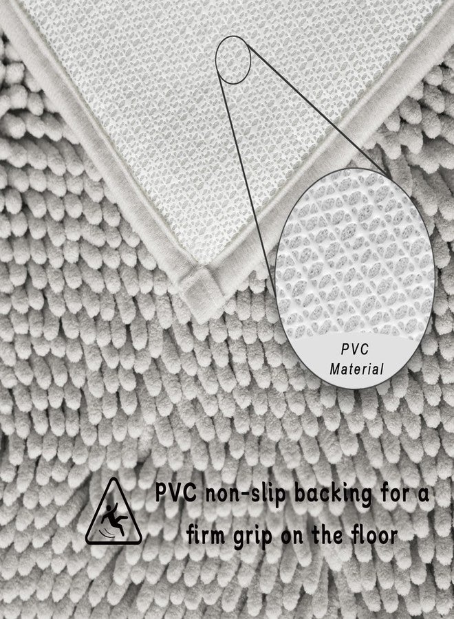 BOANKODU Bathroom Rugs Sets 3 Piece, Super Soft Absorbent Bath mat Set,with U-Shaped Toilet Rug,Strong PVC Underside Bathroom Rug,Antiskid Bath mats Washable Toilet mat, Light Gray - Image 4
