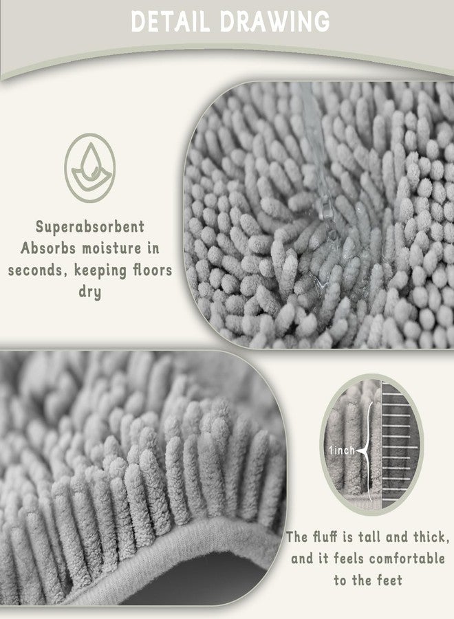 BOANKODU Bathroom Rugs Sets 3 Piece, Super Soft Absorbent Bath mat Set,with U-Shaped Toilet Rug,Strong PVC Underside Bathroom Rug,Antiskid Bath mats Washable Toilet mat, Light Gray - Image 3