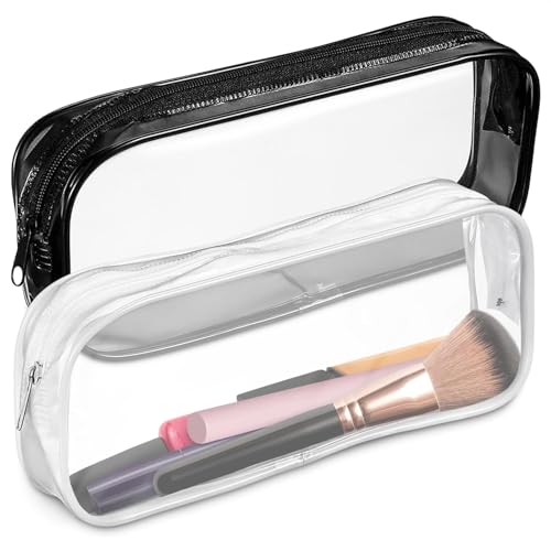 KETAR Small Makeup Bag for Purse – 2 Pcs Clear Zipper Pouches, Soft, Elastic, Waterproof Plastic Small Cosmetic Bag for Purse, Space-Efficient, Stylish Design – Great for Organizing Essentials on the Go - Image 1